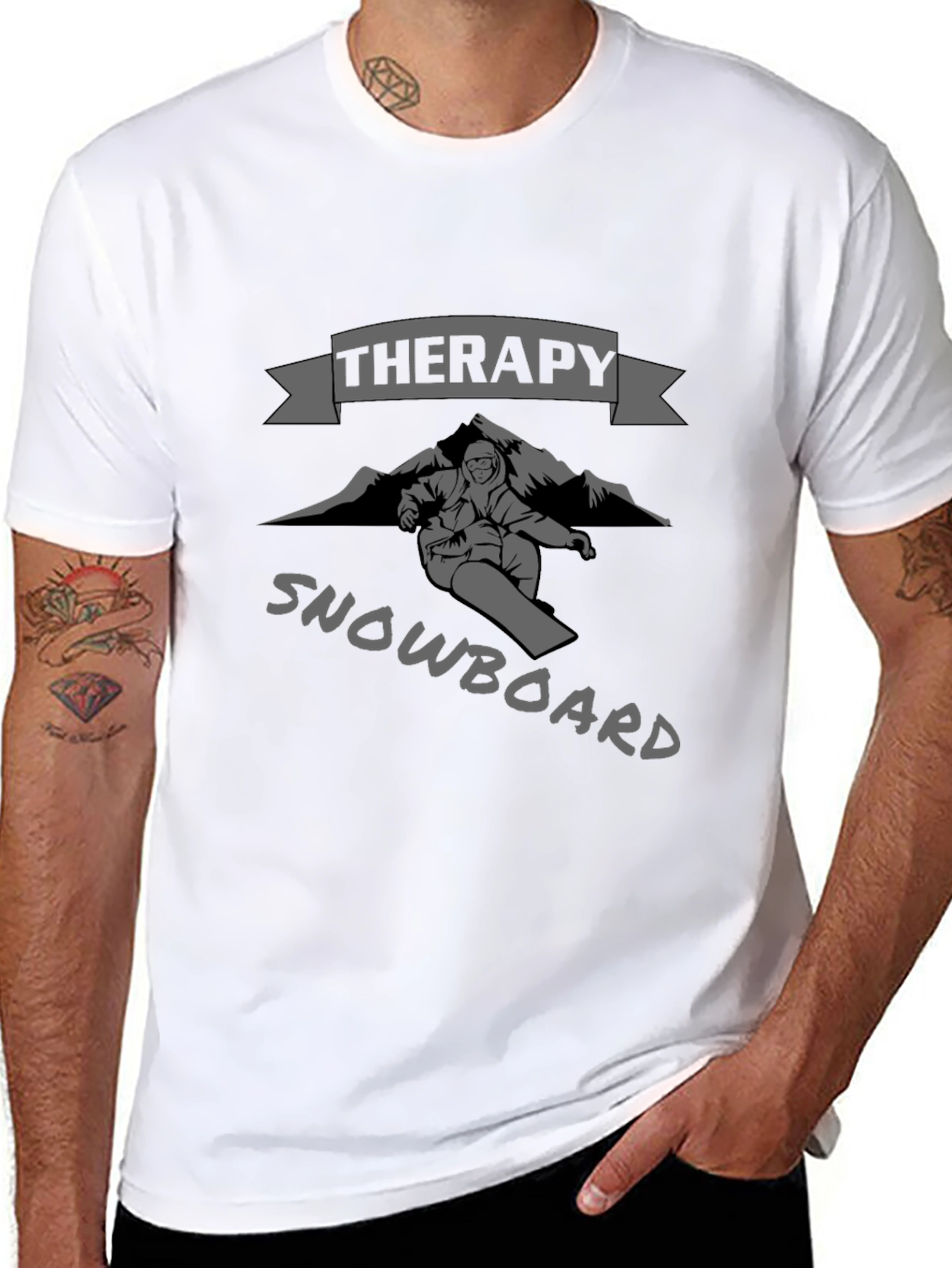 Snowboard Therapy Tee - Black Graphic T-Shirt