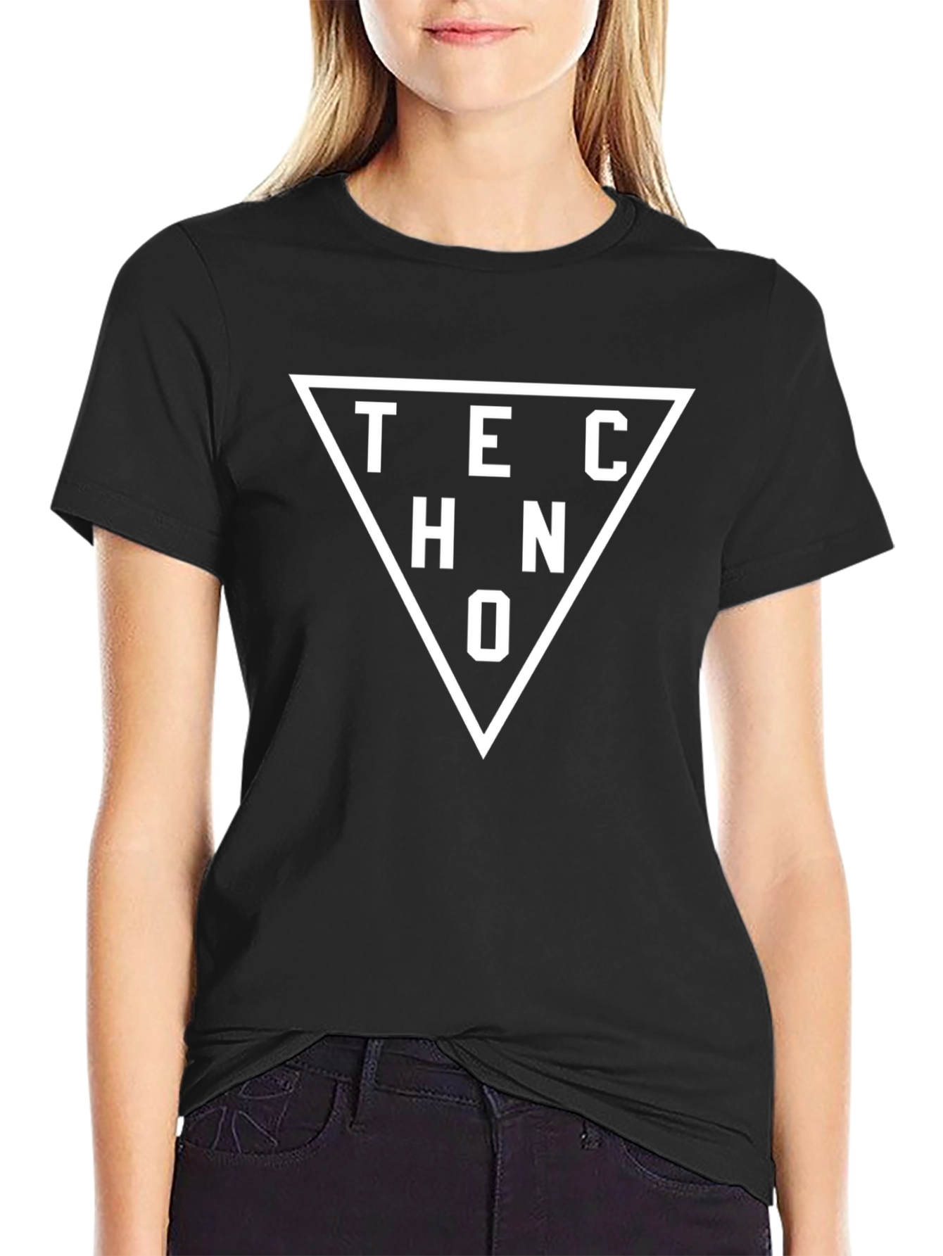 Techno Triangle Graphic Black T-Shirt