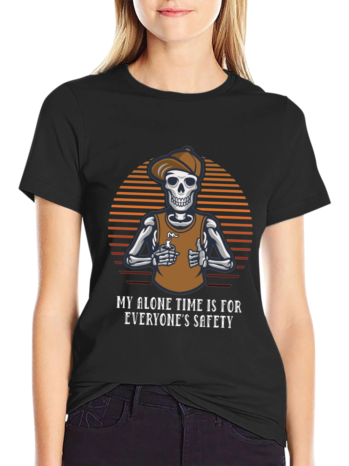 Funny Skeleton T-Shirt: Alone Time is Safety