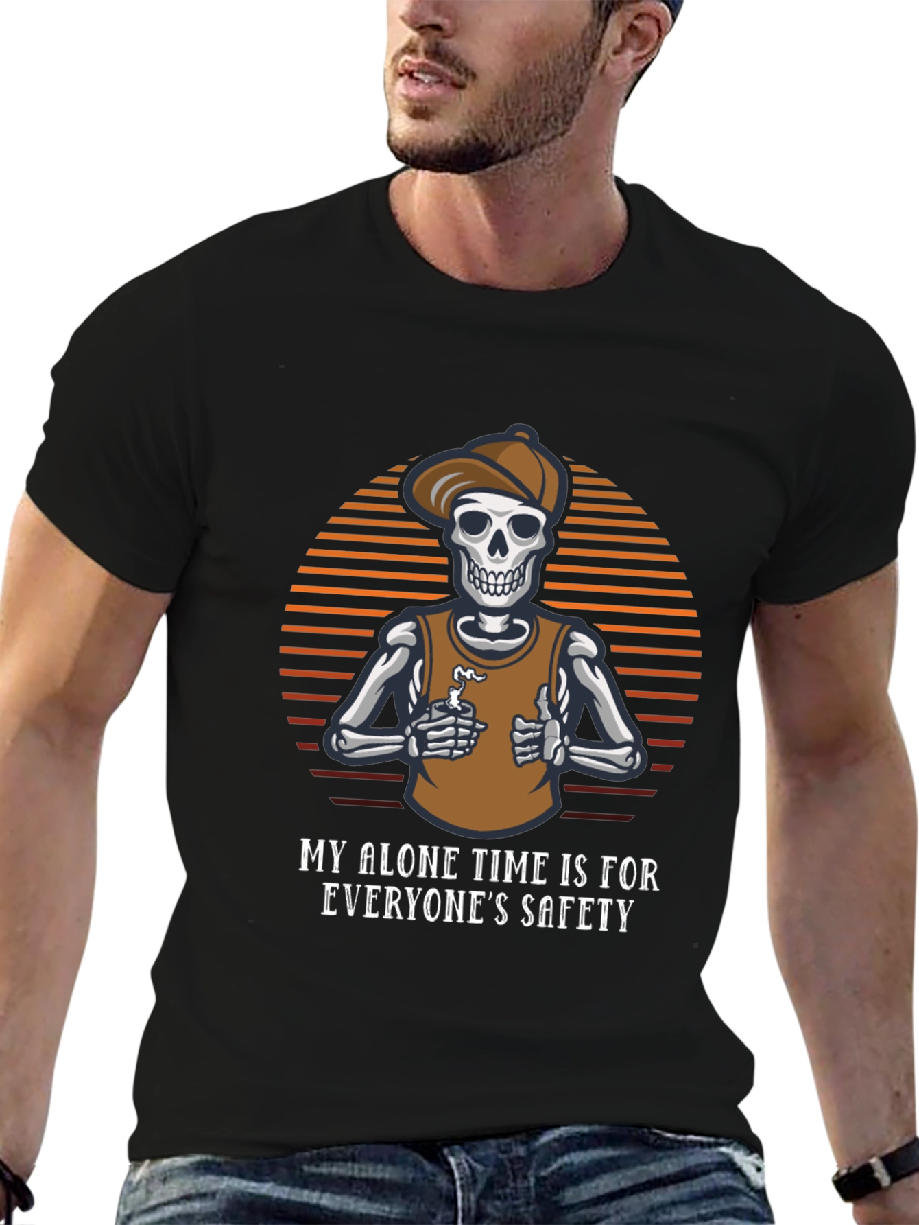Funny Skeleton T-Shirt: Alone Time is Safety