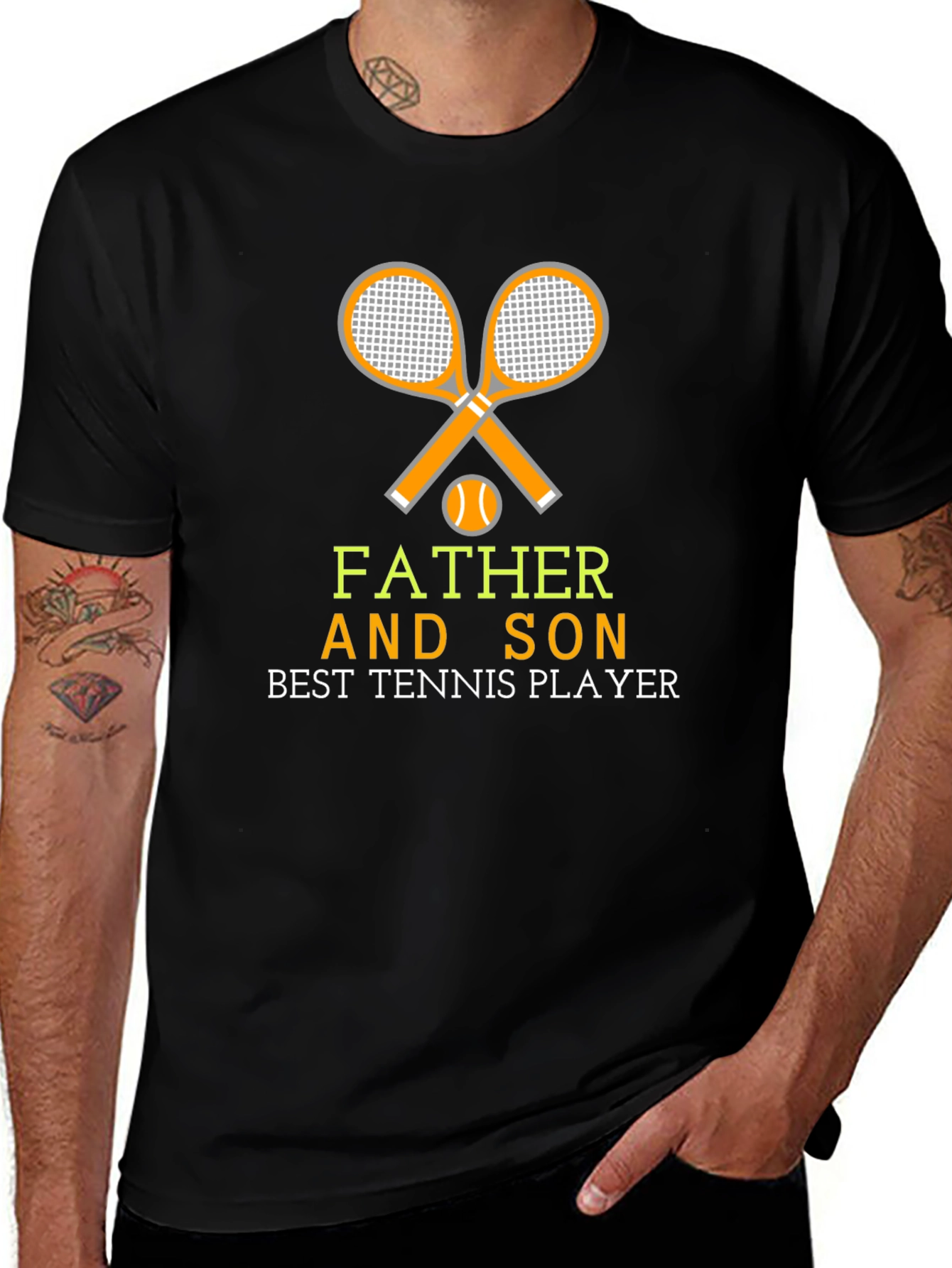 Father and Son Tennis Player Graphic T-Shirt