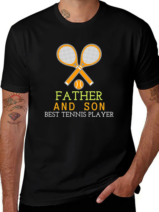 Father and Son Tennis Player Graphic T-Shirt