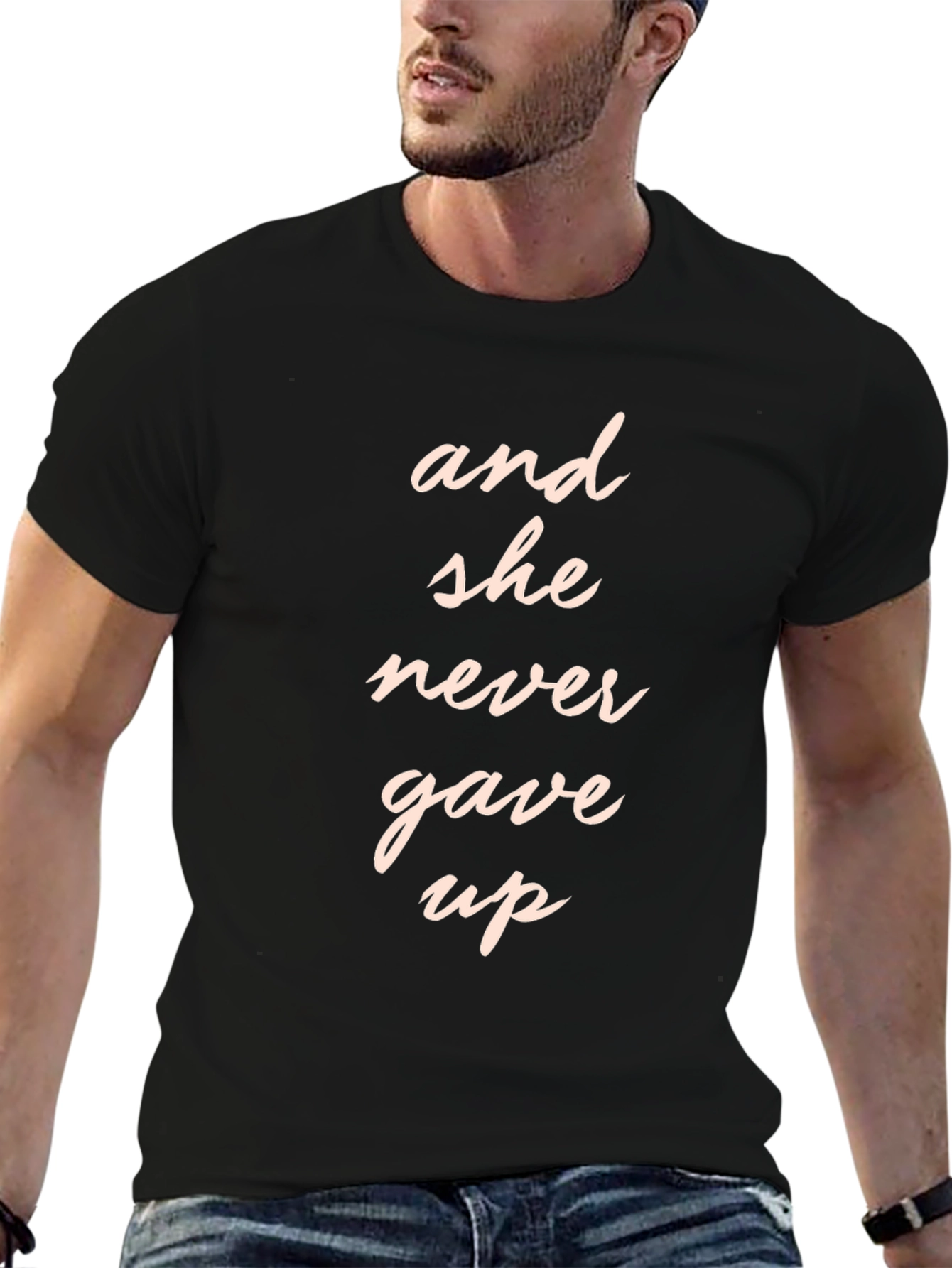 And She Never Gave Up Graphic Tee - Black