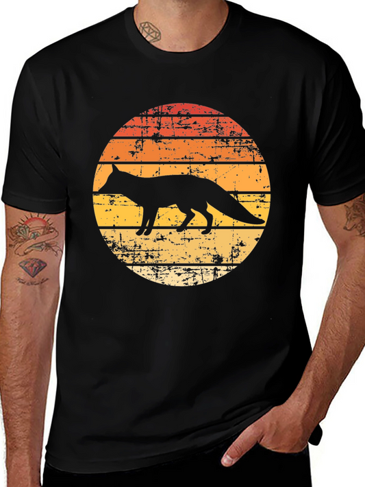 Retro Fox T-Shirt - Vintage Sunset Design
