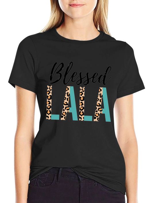 Blessed Lala Leopard Print Graphic Tee