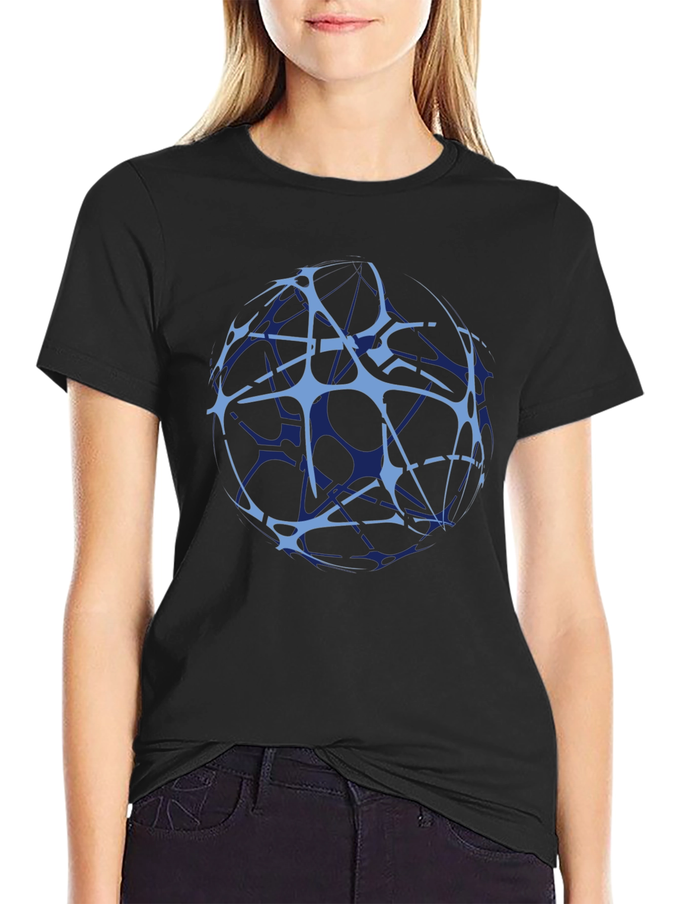Abstract Globe Graphic Black T-Shirt