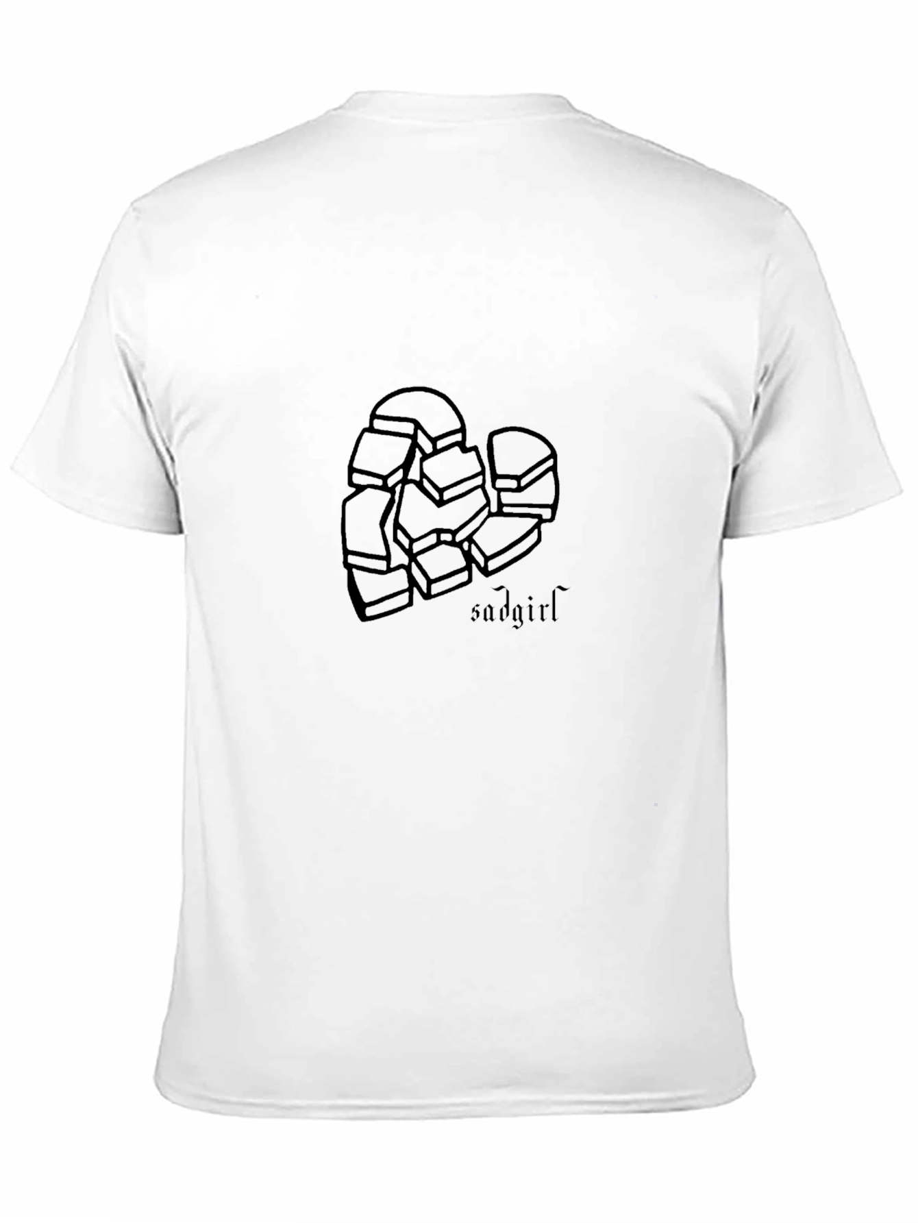 Sad Girl Broken Heart Black Graphic Tee