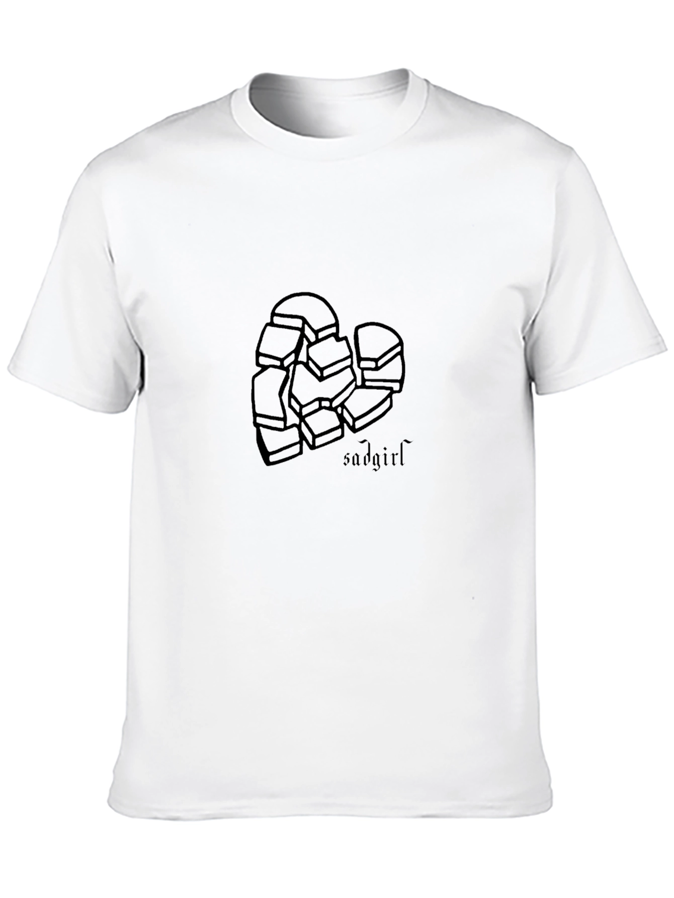 Sad Girl Broken Heart Black Graphic Tee