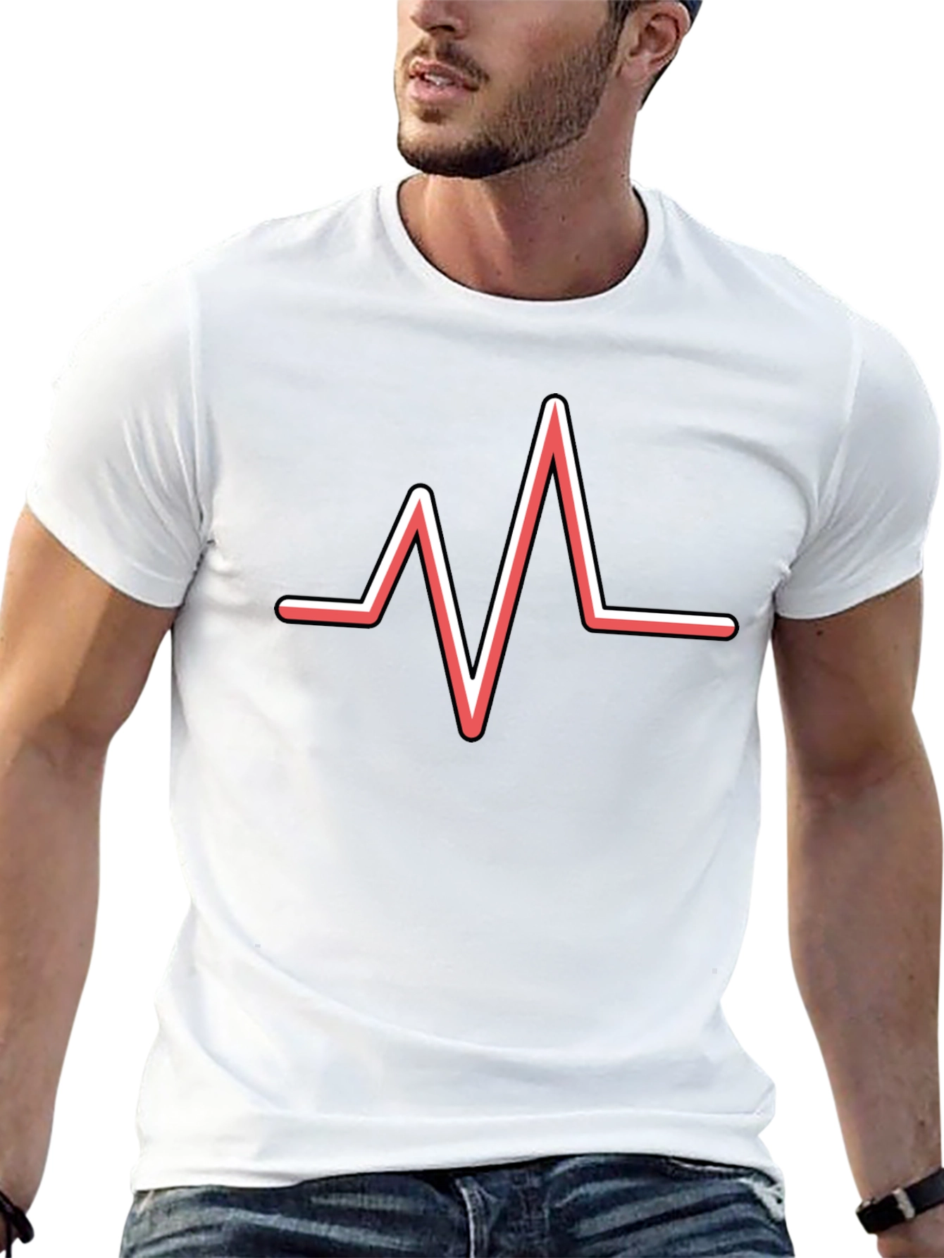 Heartbeat Graphic Tee - Black Cotton Blend