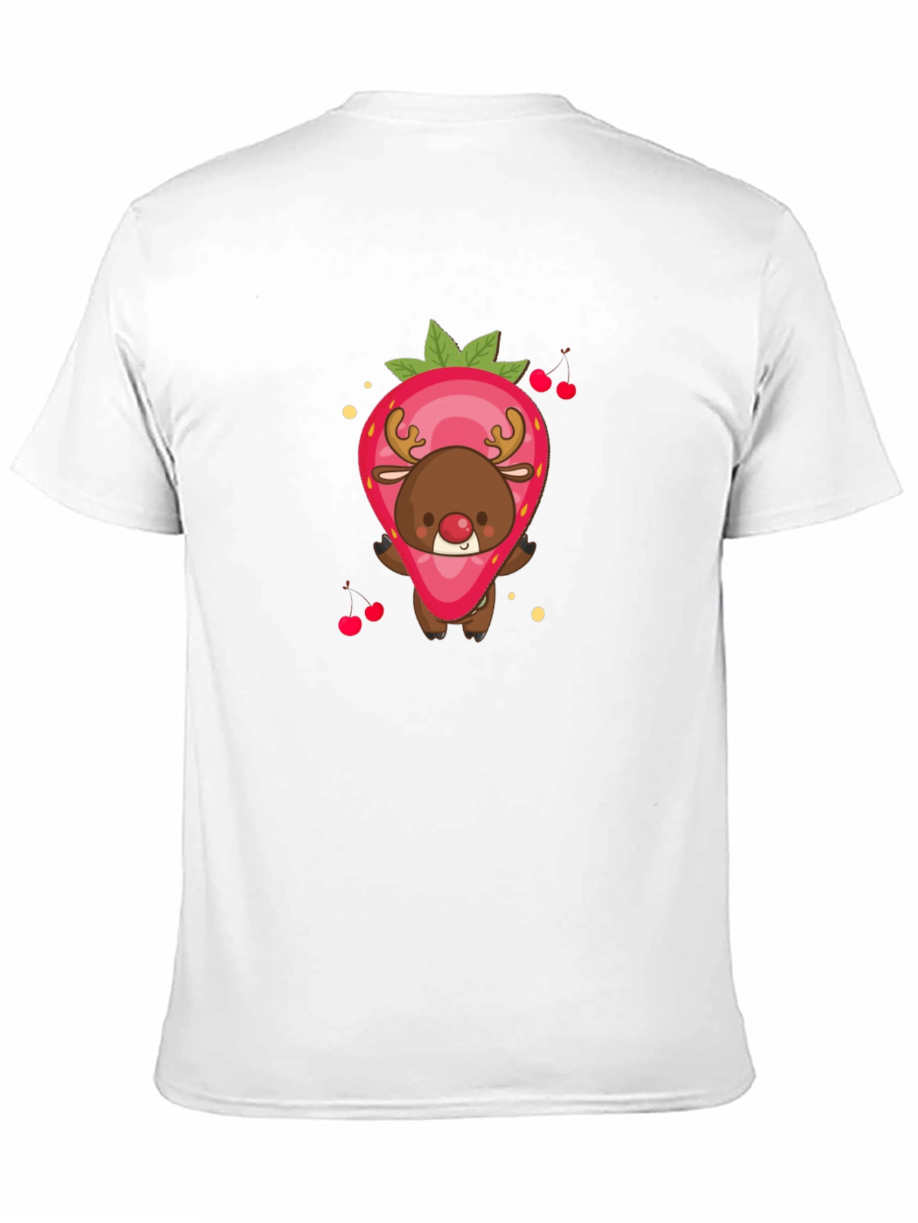 Strawberry Reindeer Graphic Tee - Black Unisex Shirt