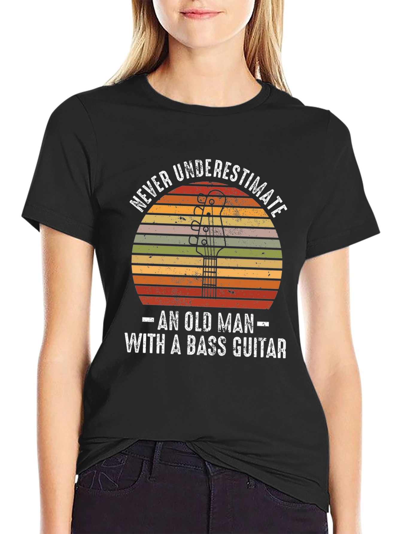 Never Underestimate Bass Guitar Old Man T-Shirt