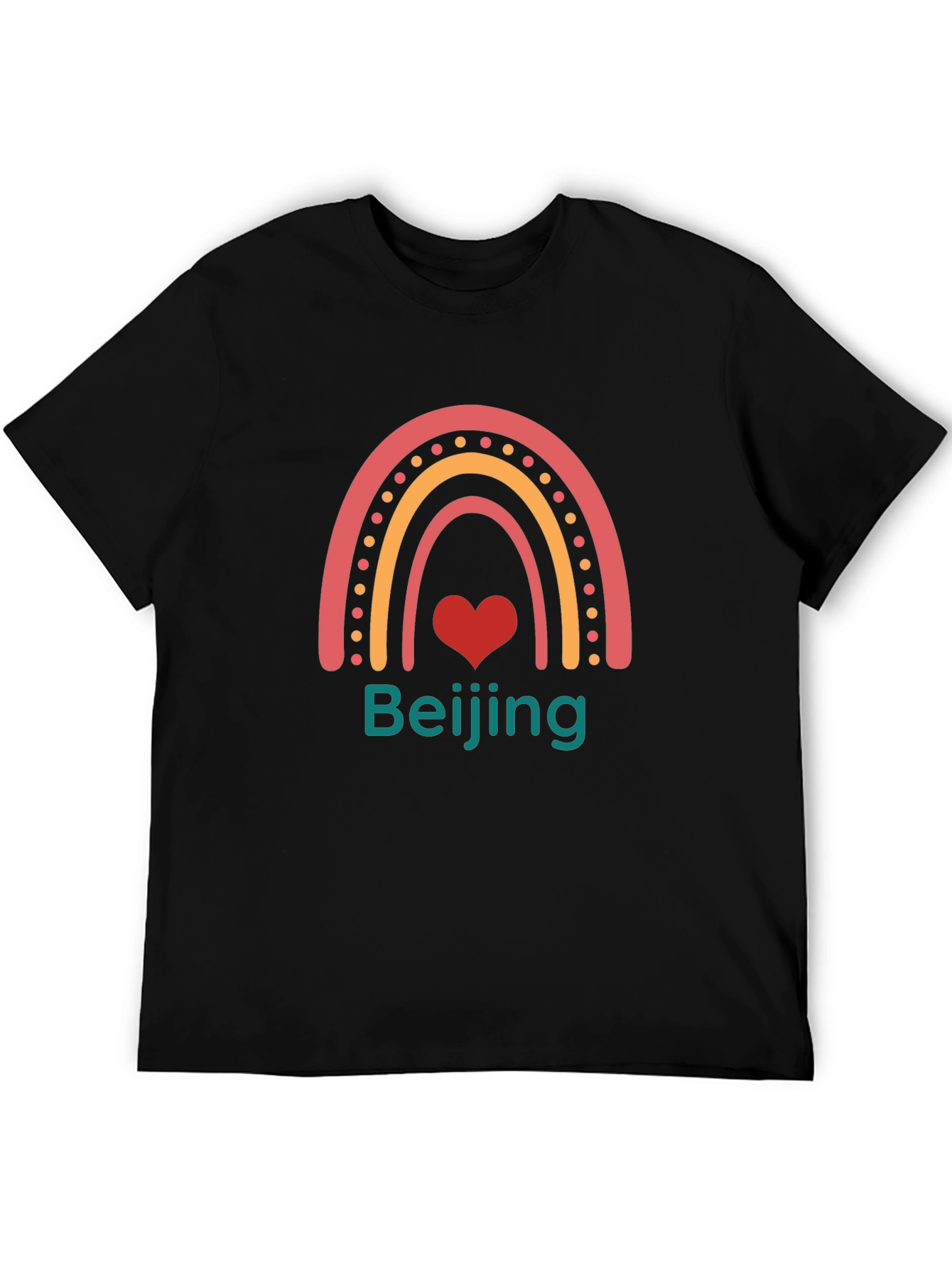Beijing Rainbow Graphic Print Crew Neck T-Shirt
