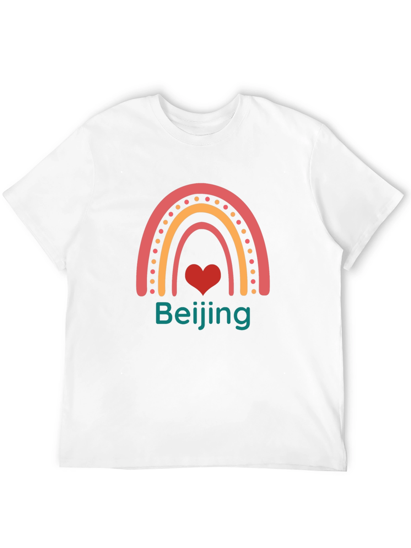 Beijing Rainbow Graphic Print Crew Neck T-Shirt