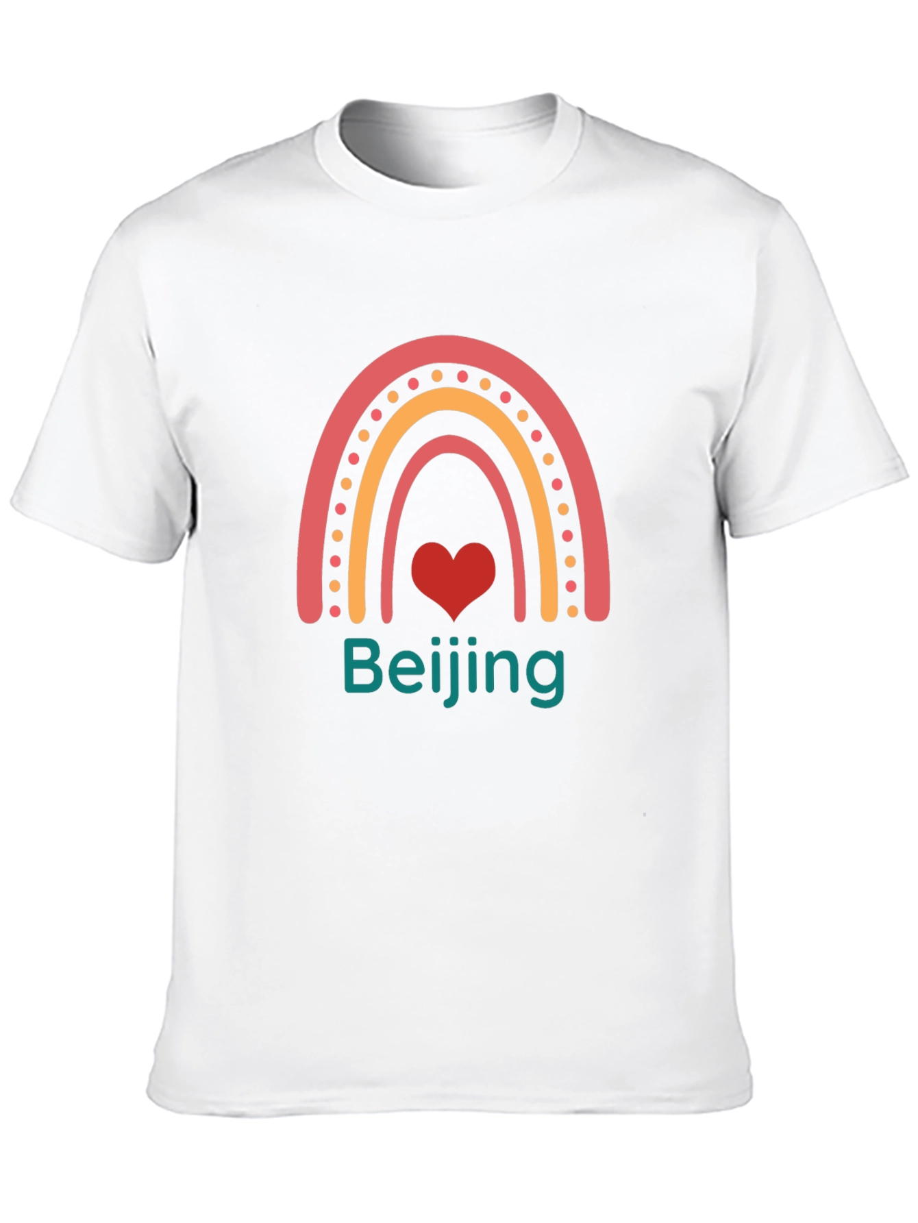 Beijing Rainbow Graphic Print Crew Neck T-Shirt
