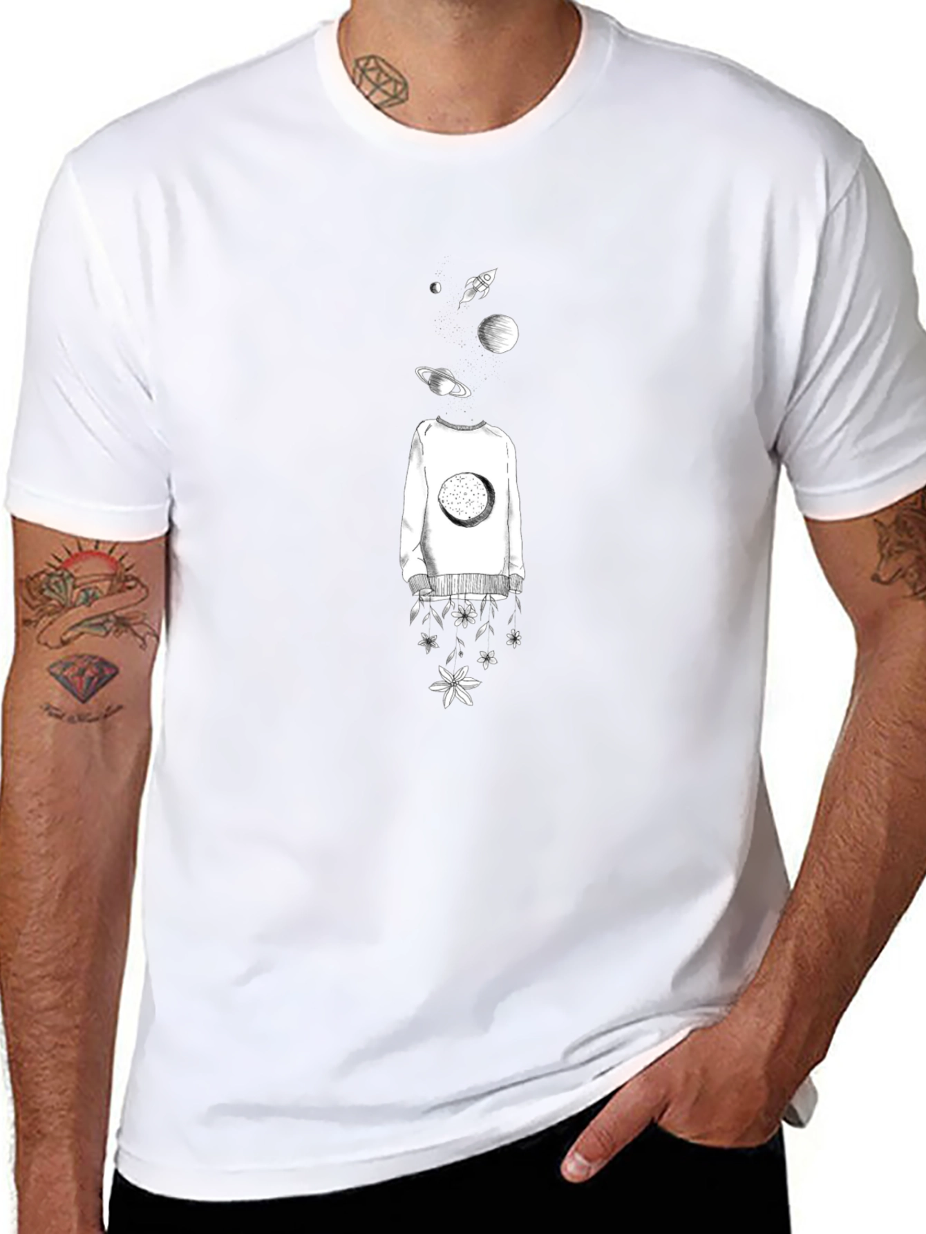 Cosmic Dreamer Graphic T-Shirt - Black
