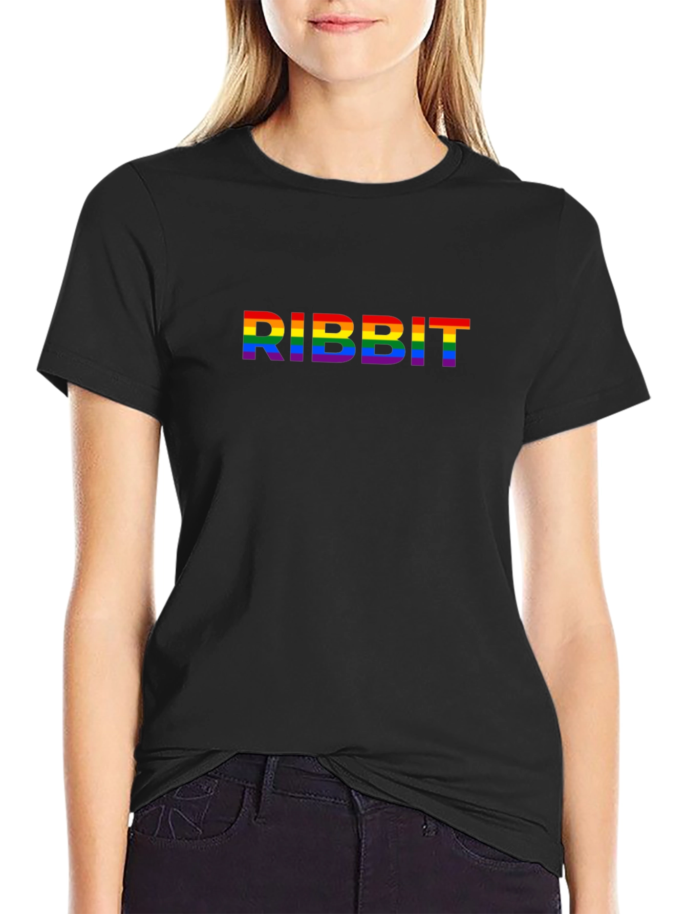 Ribbit Pride T-Shirt - Rainbow Text Design