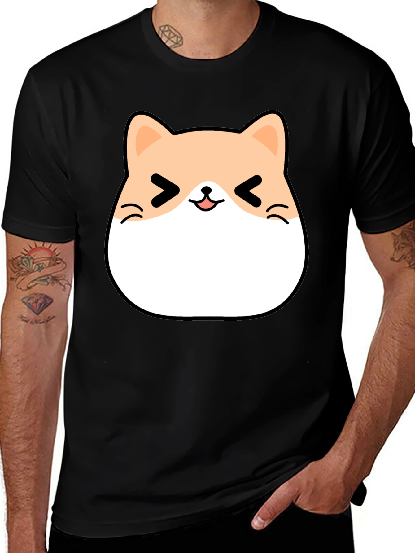 Kawaii Cat Graphic Tee - Unisex Black T-Shirt