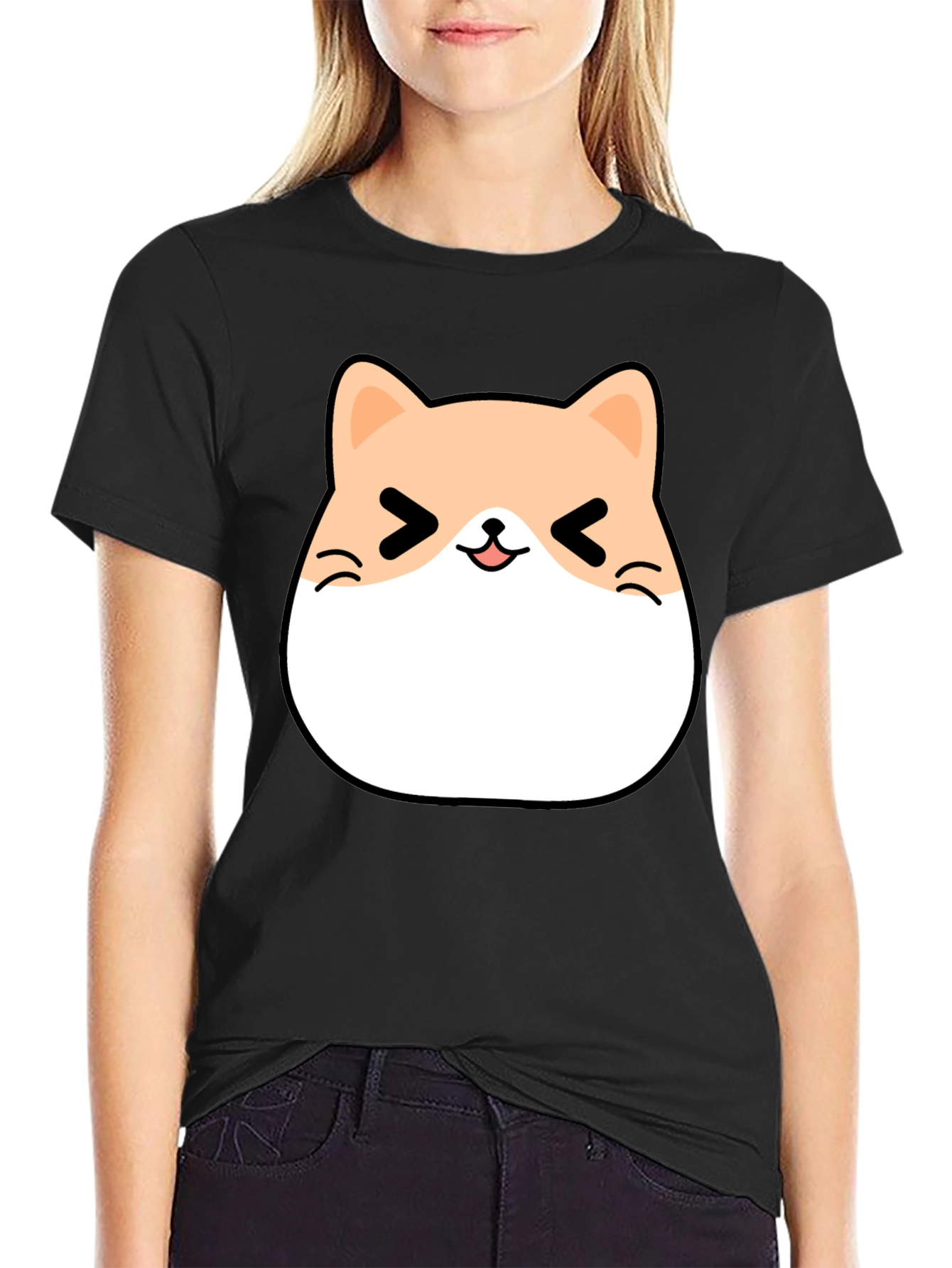 Kawaii Cat Graphic Tee - Unisex Black T-Shirt