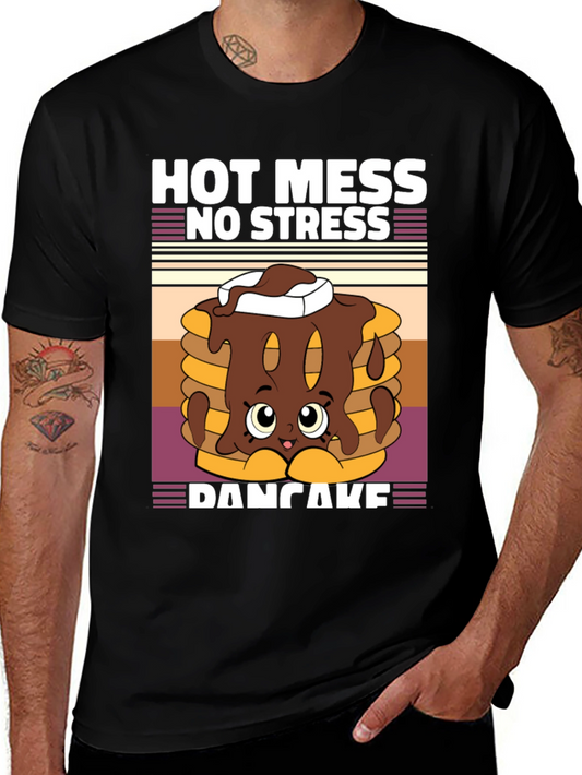 Hot Mess No Stress Pancake T-Shirt Funny Graphic Tee