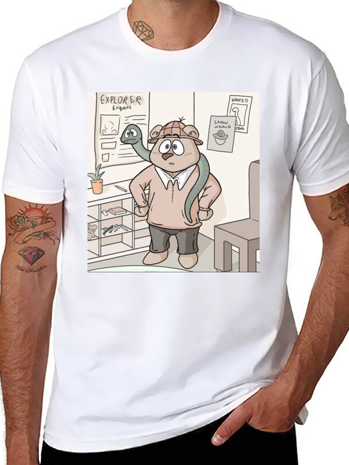 Cartoon Bear Explorer T-Shirt