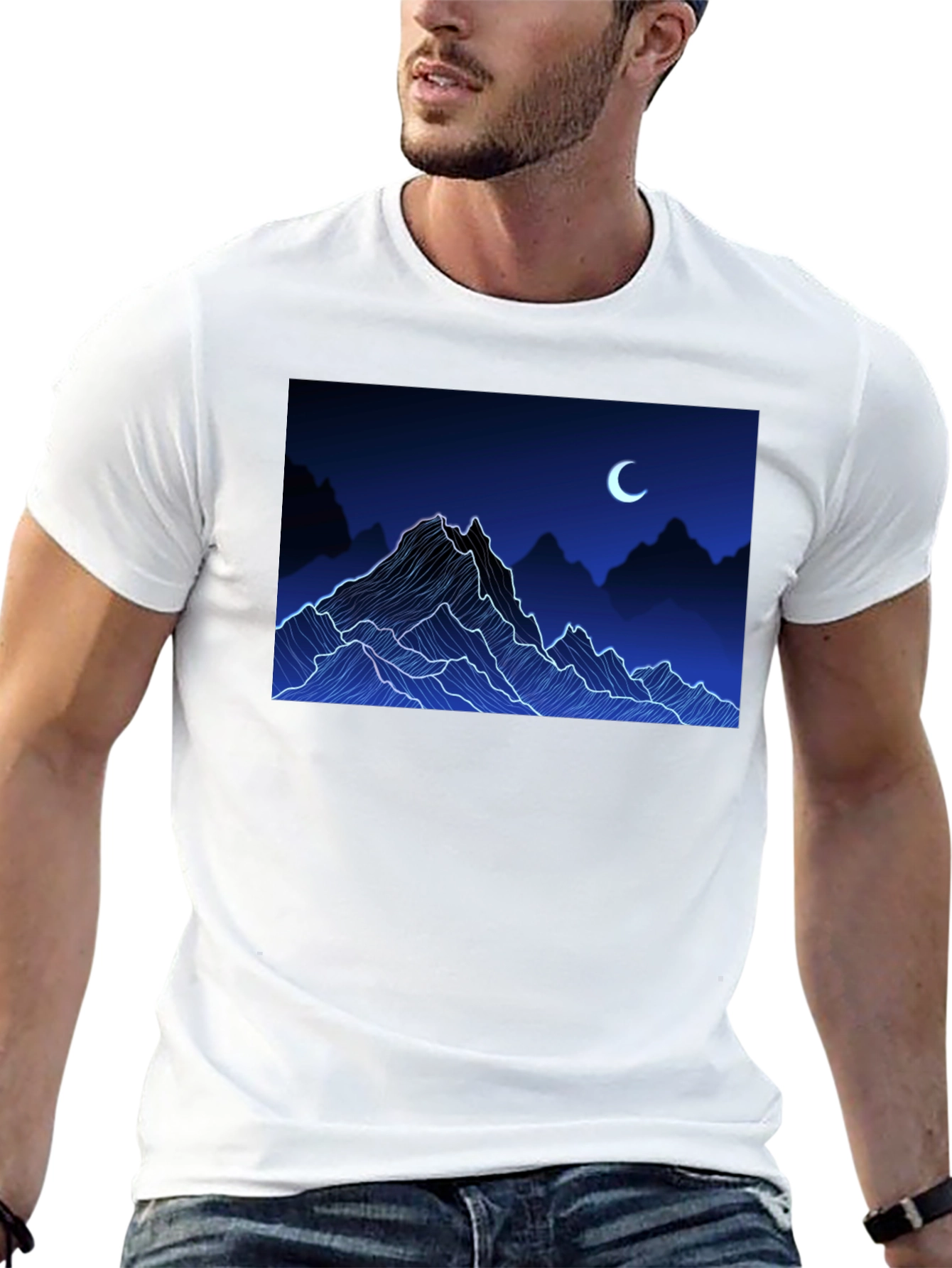 Mountains and Moon Black Tee