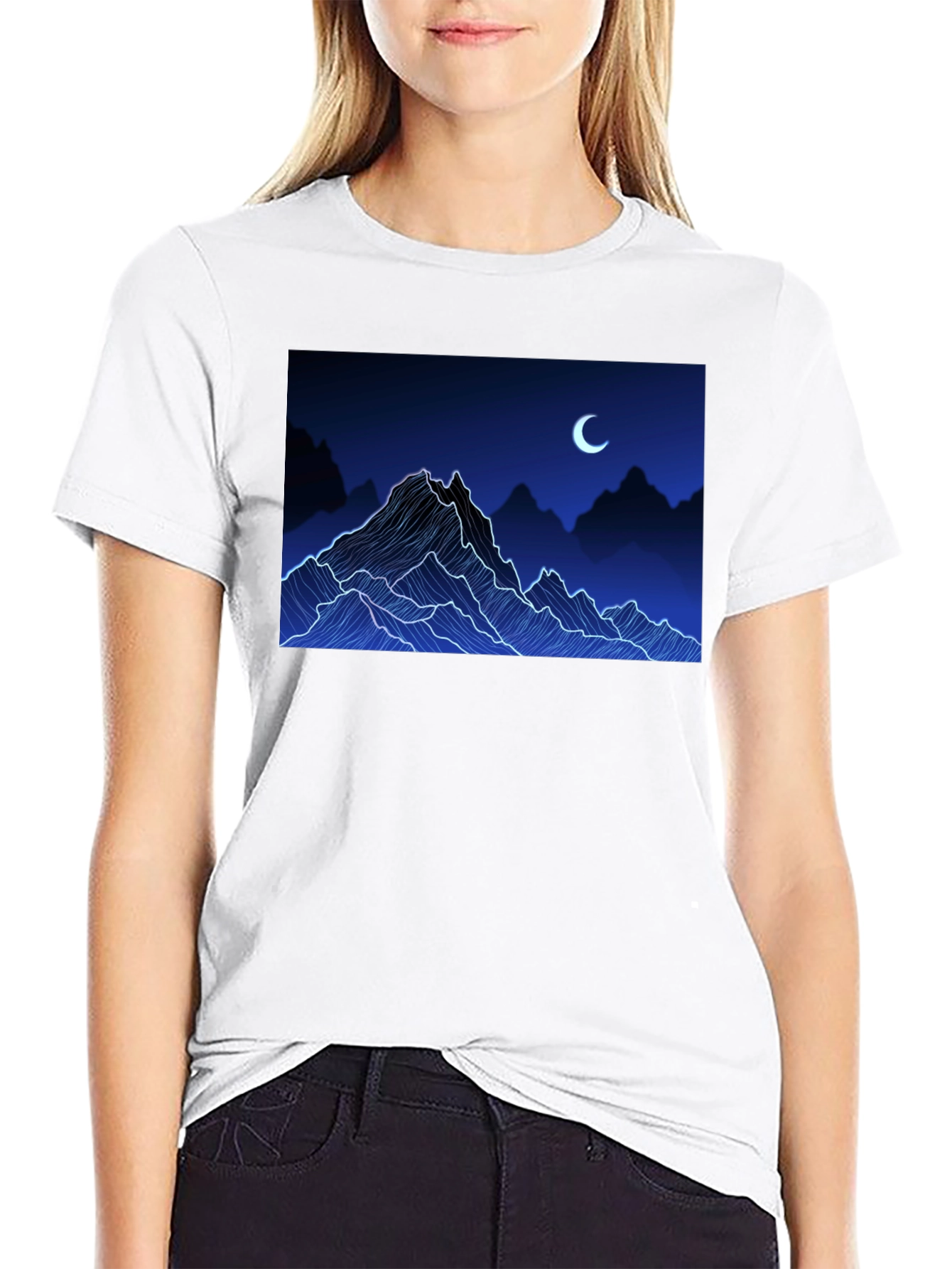 Mountains and Moon Black Tee