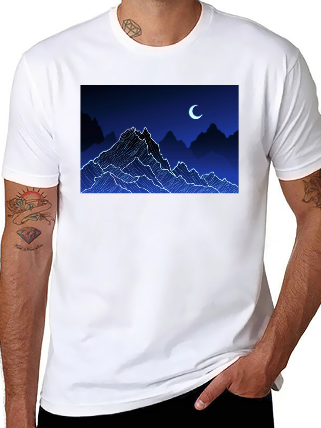 Mountains and Moon Black Tee
