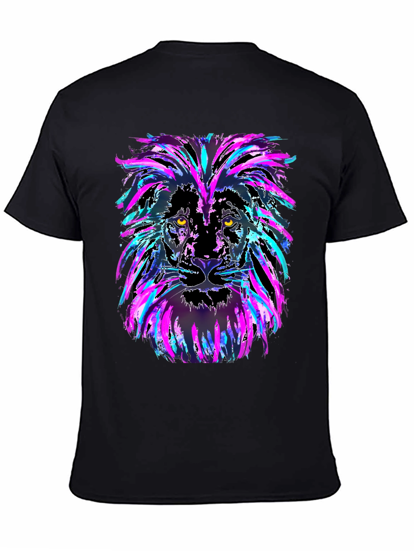 Neon Lion Graphic Black T-Shirt