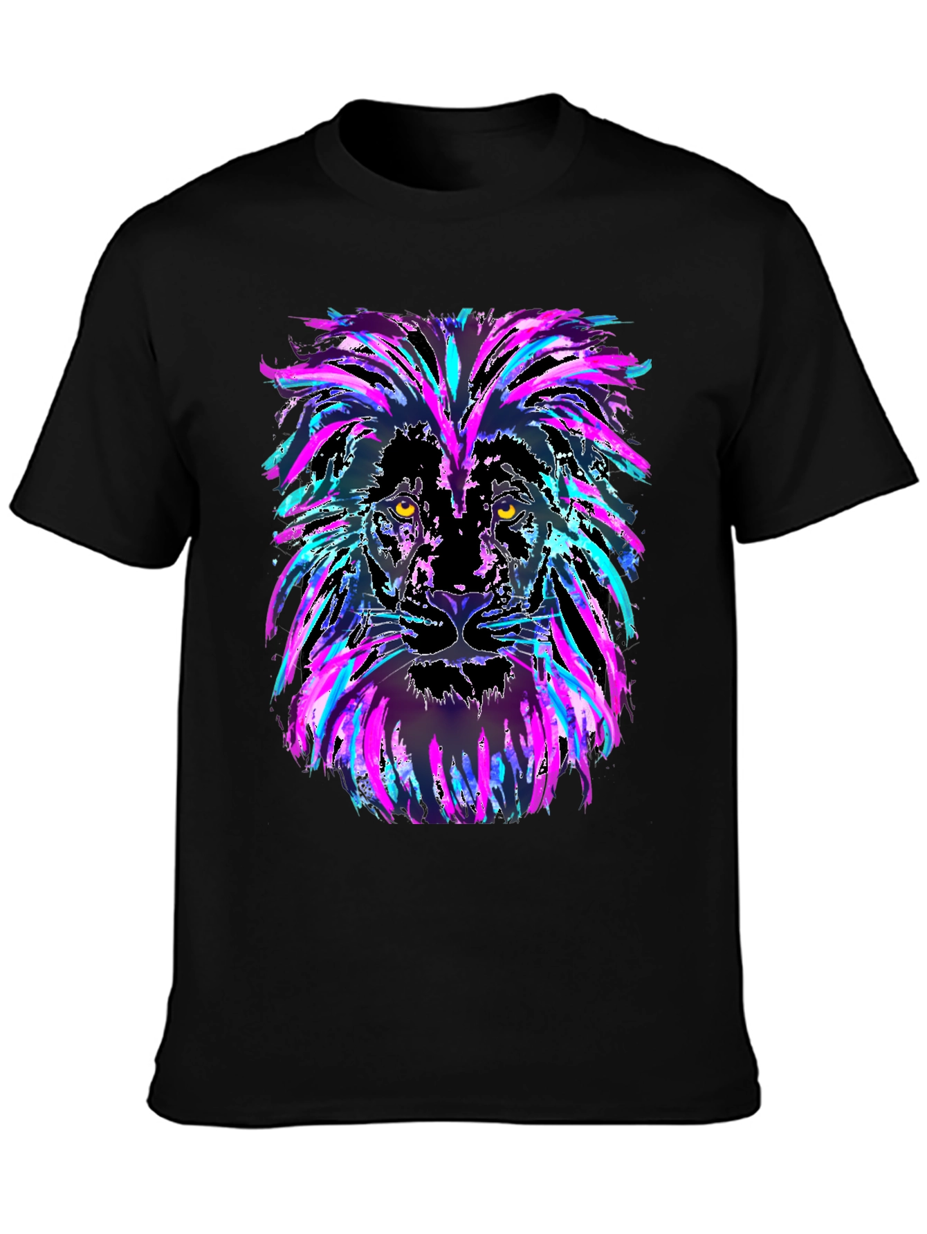 Neon Lion Graphic Black T-Shirt
