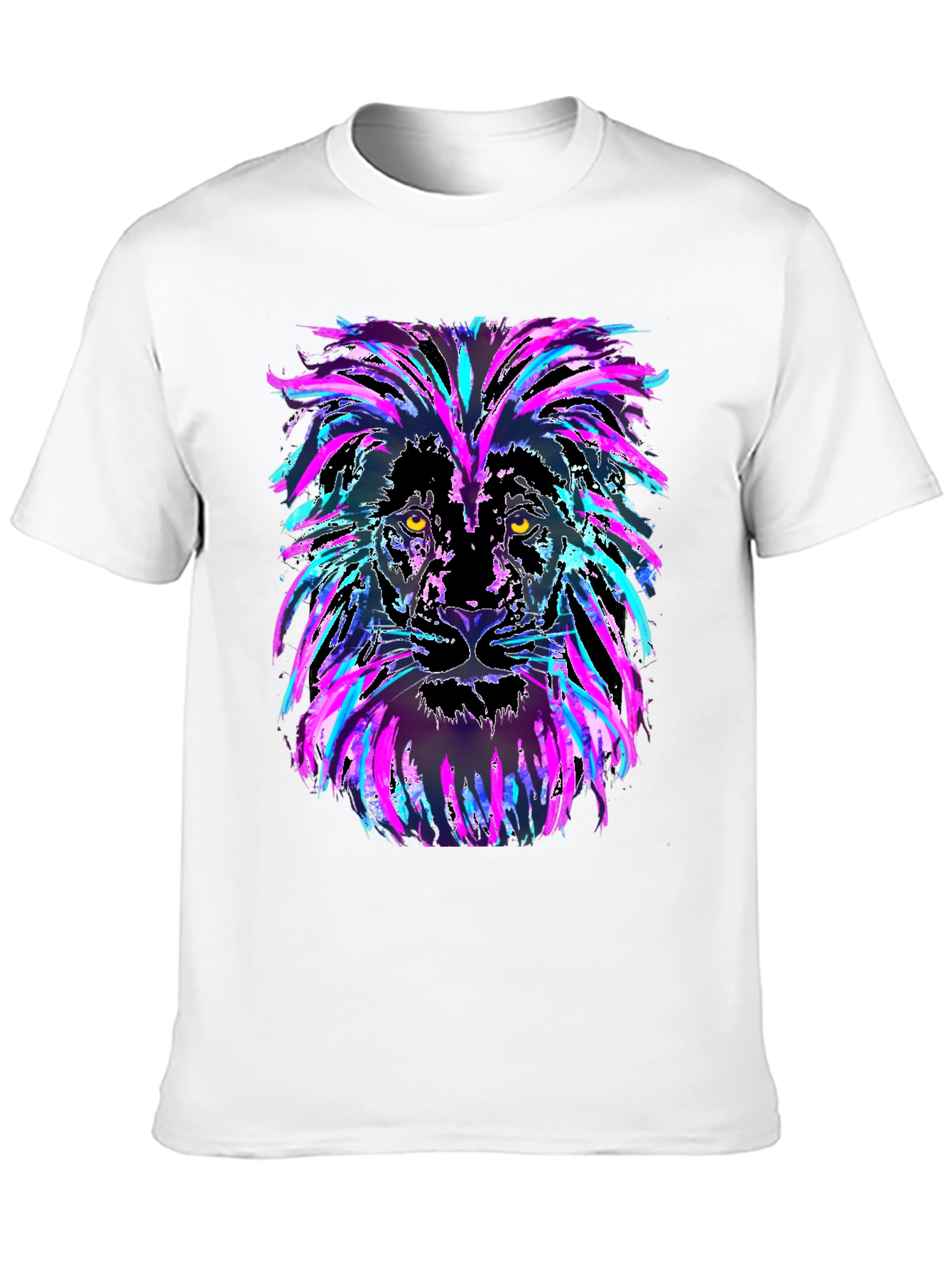 Neon Lion Graphic Black T-Shirt