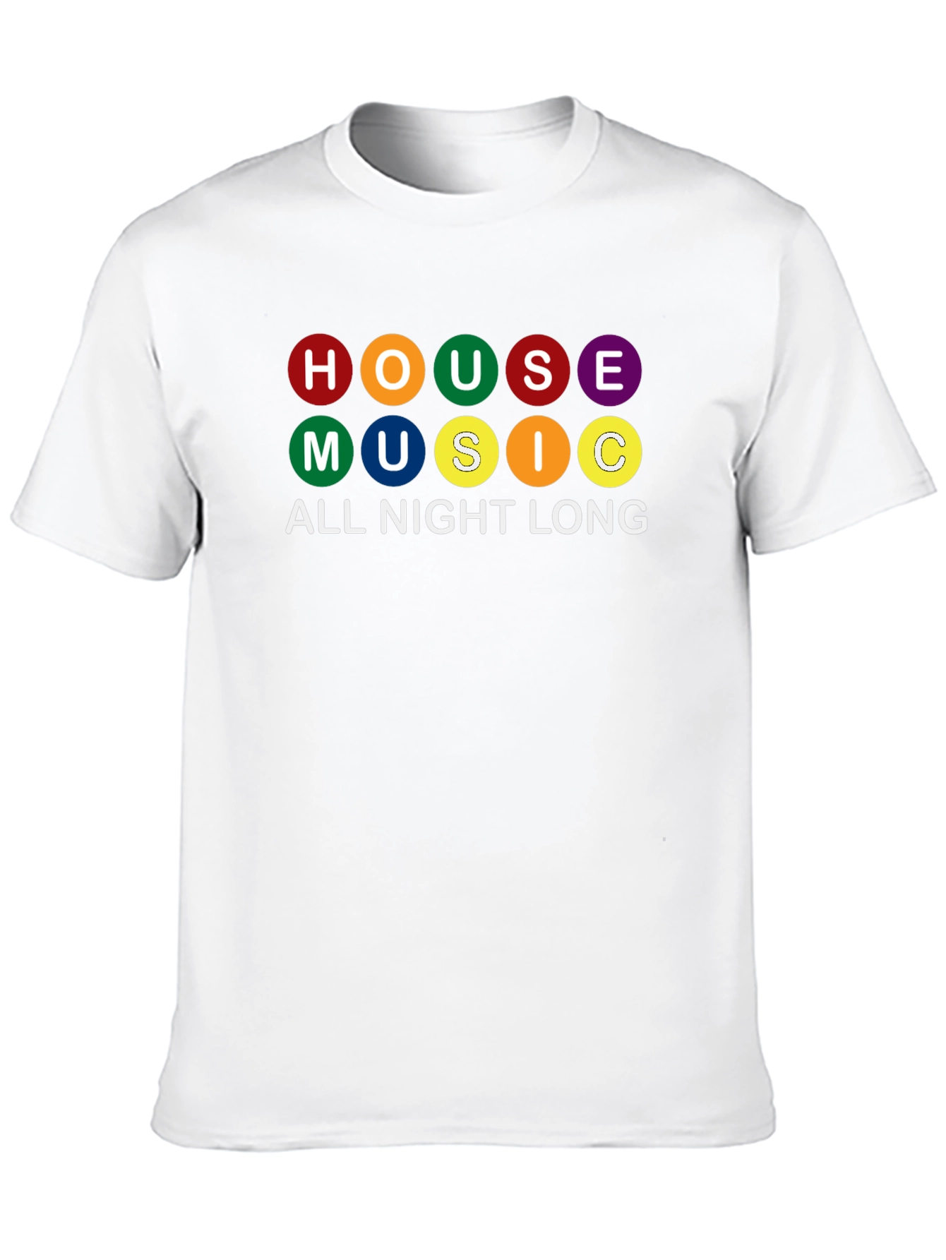 House Music All Night Long Black Graphic T-Shirt