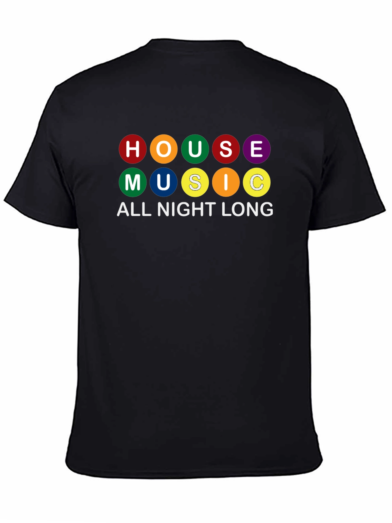 House Music All Night Long Black Graphic T-Shirt