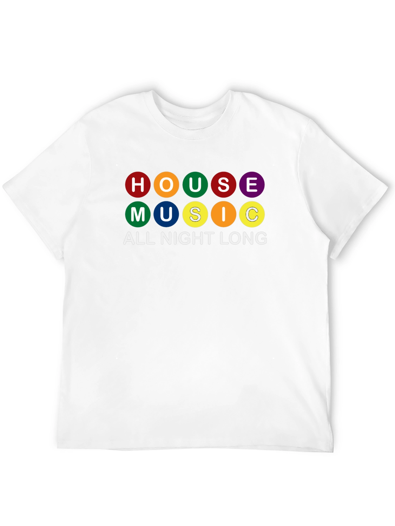 House Music All Night Long Black Graphic T-Shirt