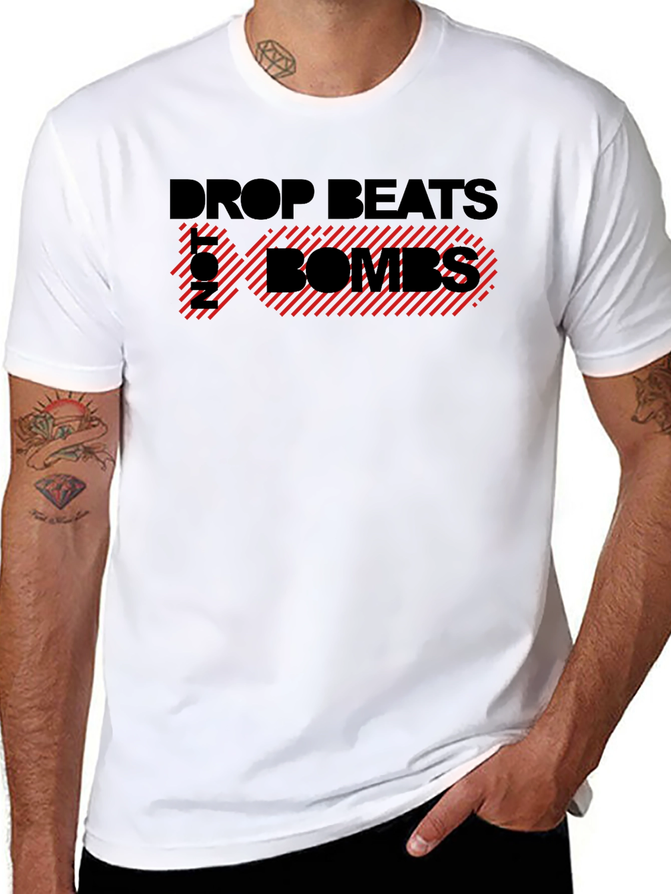 Drop Beats Not Bombs T-Shirt - Bold Graphic Tee