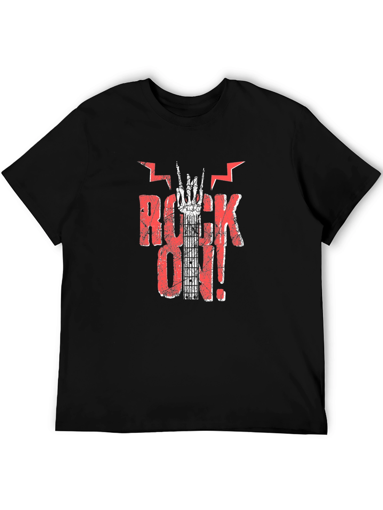 Rock On Graphic Print Black T-Shirt