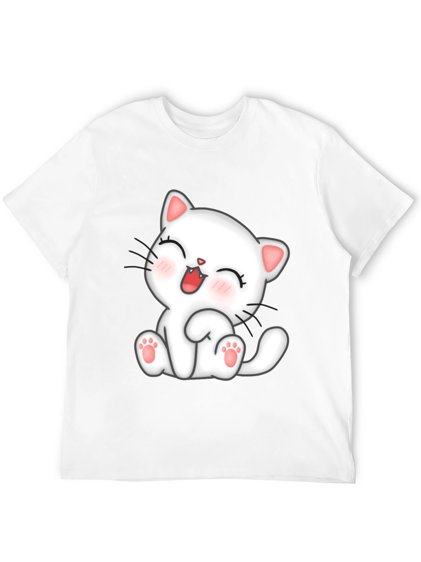 Cute Cat Graphic Black T-Shirt