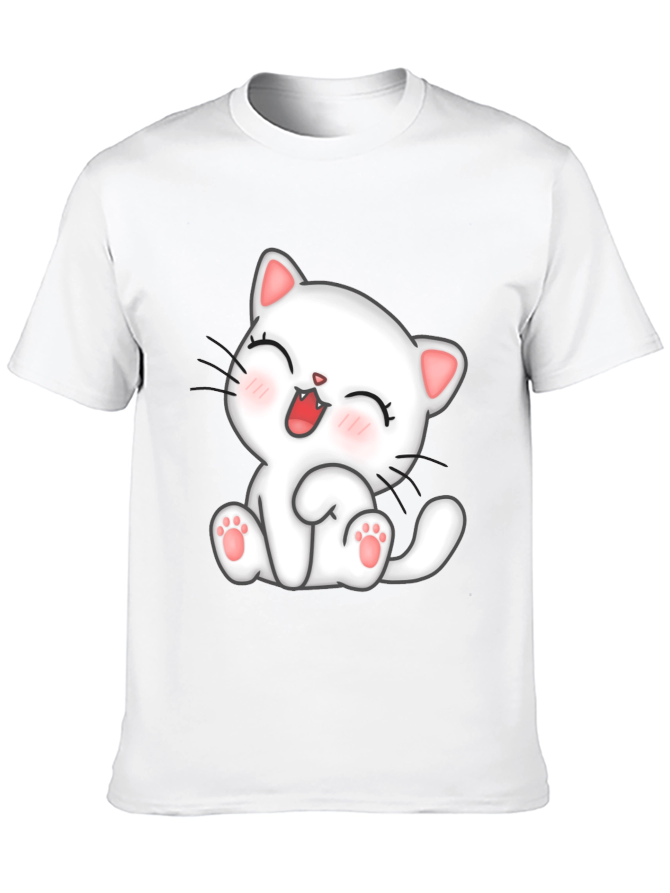 Cute Cat Graphic Black T-Shirt