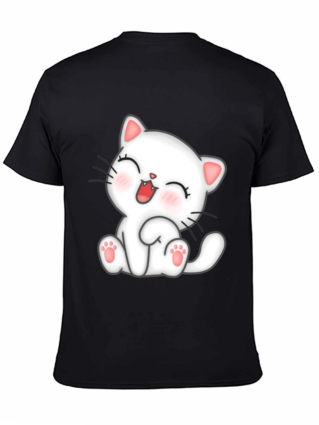Cute Cat Graphic Black T-Shirt