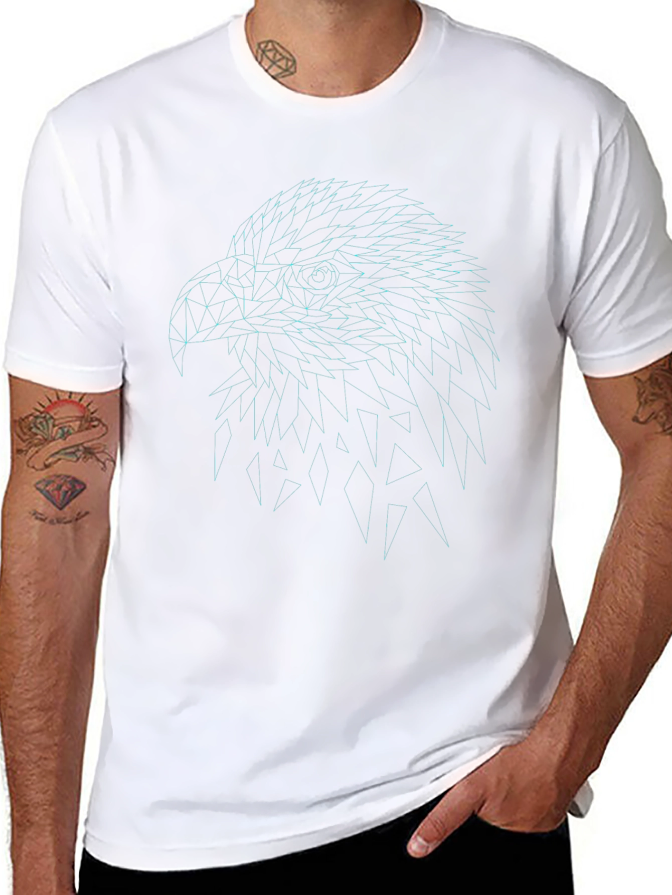 Geometric Eagle Graphic Tee - Cool Black Shirt
