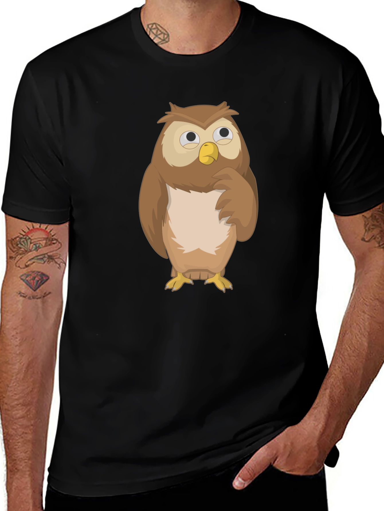 Owl Graphic Tee - Mens Black T-Shirt