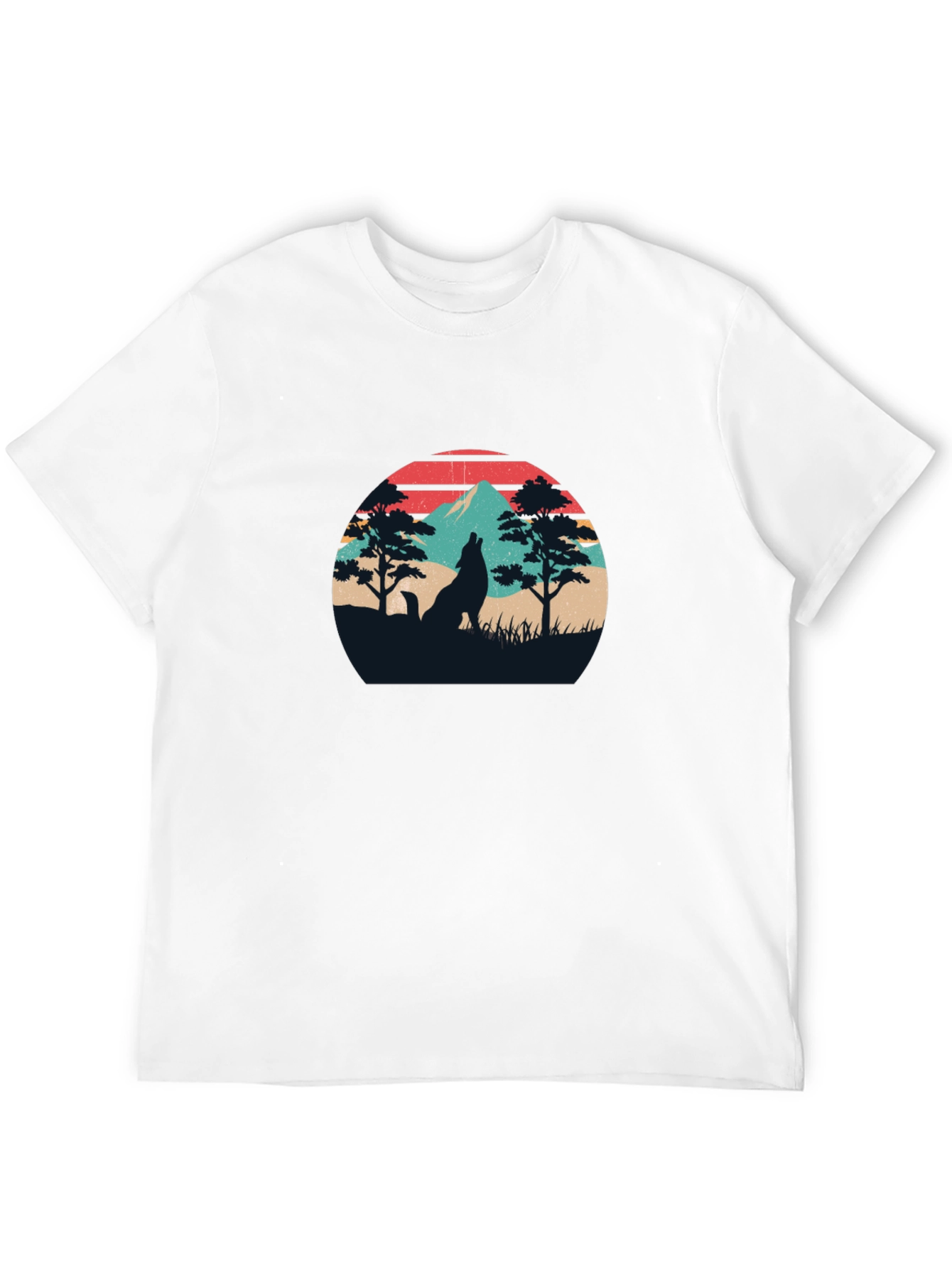 Wolf Silhouette Graphic Tee - Retro Style