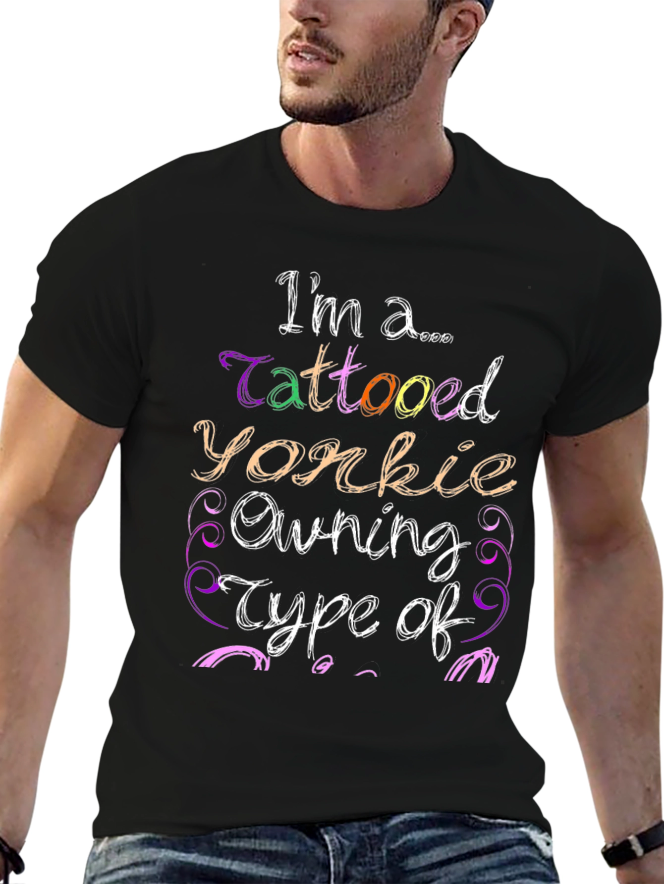 Tattooed Yorkie Owner Graphic T-Shirt - Black