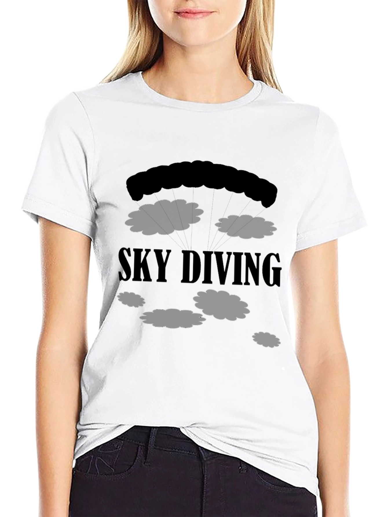 Skydiving Graphic Black T-Shirt