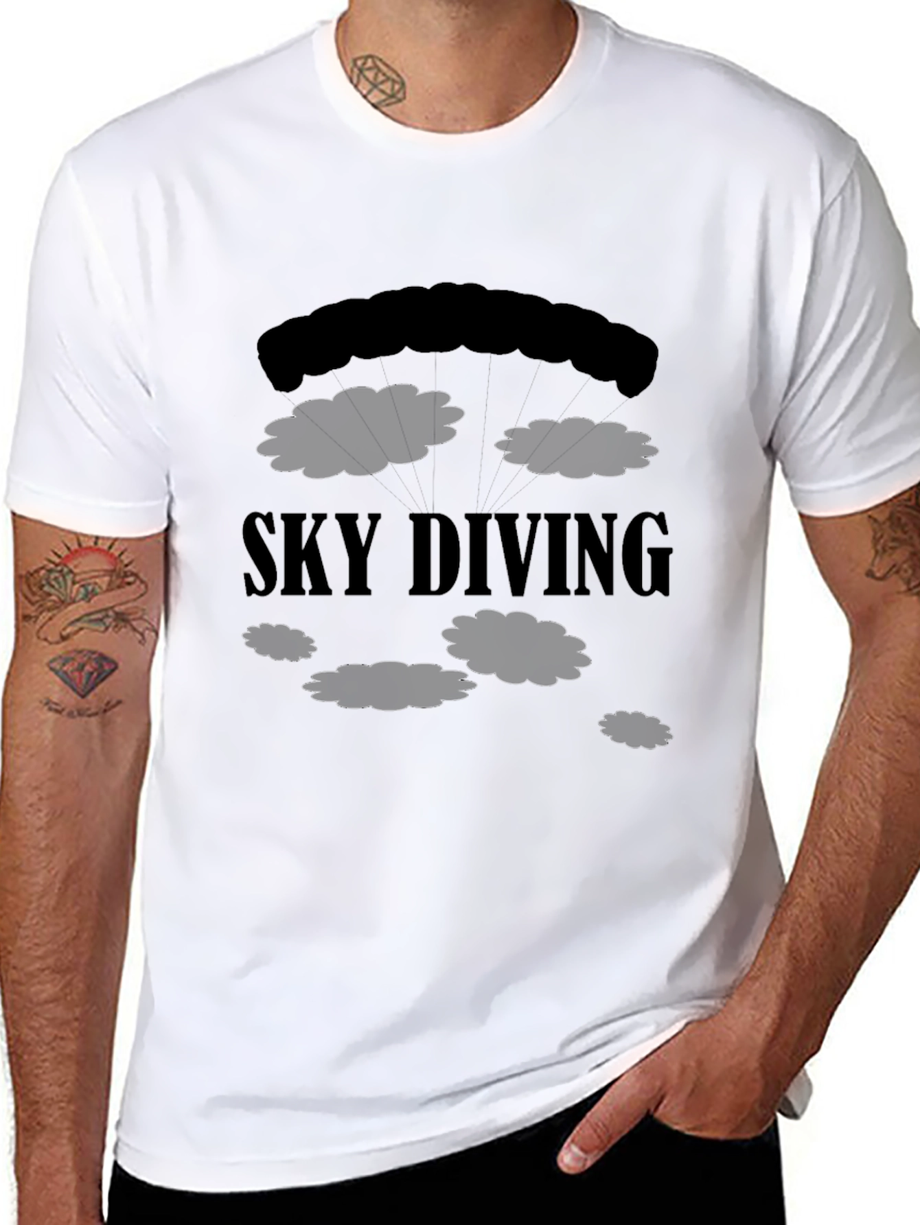 Skydiving Graphic Black T-Shirt