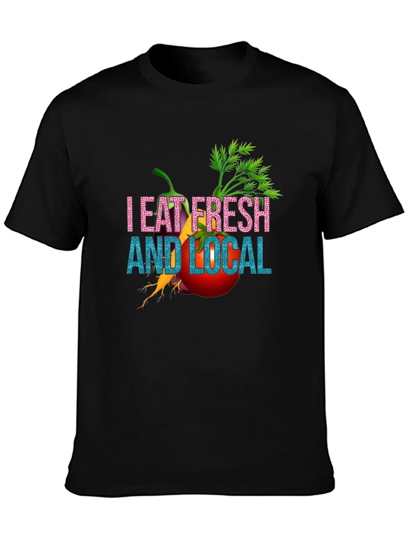 Eat Fresh & Local Black T-Shirt