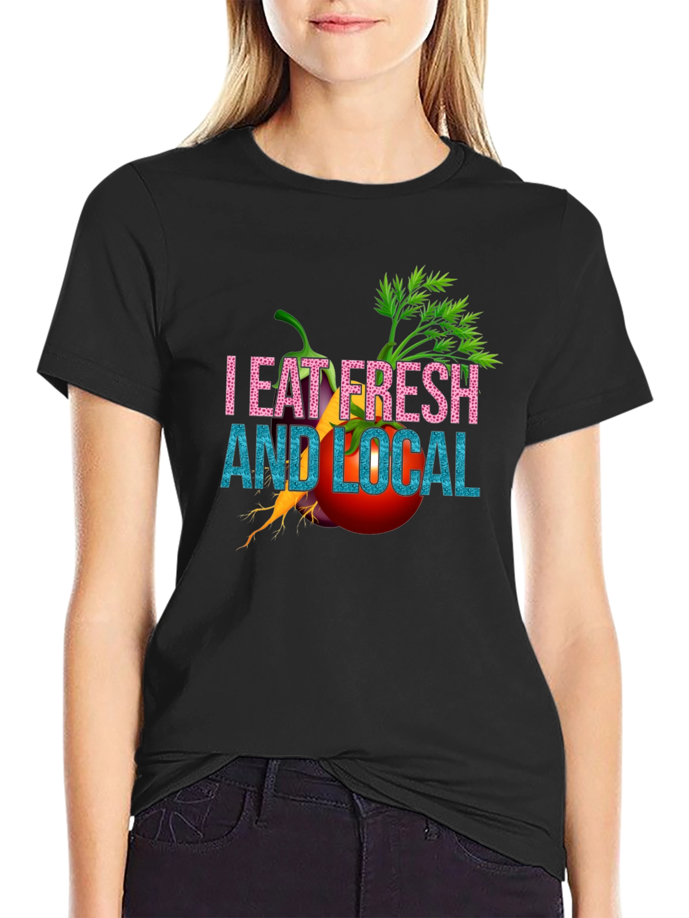 Eat Fresh & Local Black T-Shirt