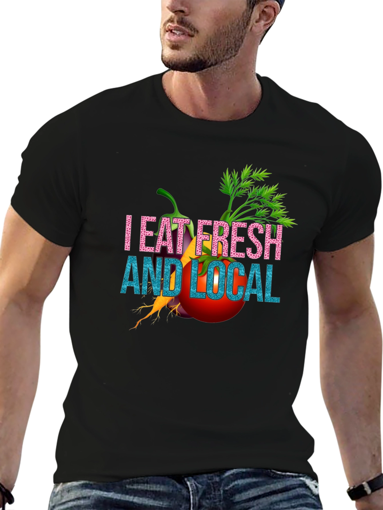 Eat Fresh & Local Black T-Shirt