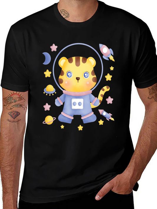 Astronaut Tiger Graphic T-Shirt - Space Adventure