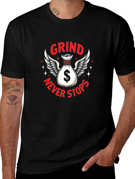 Grind Never Stops Black Graphic T-Shirt