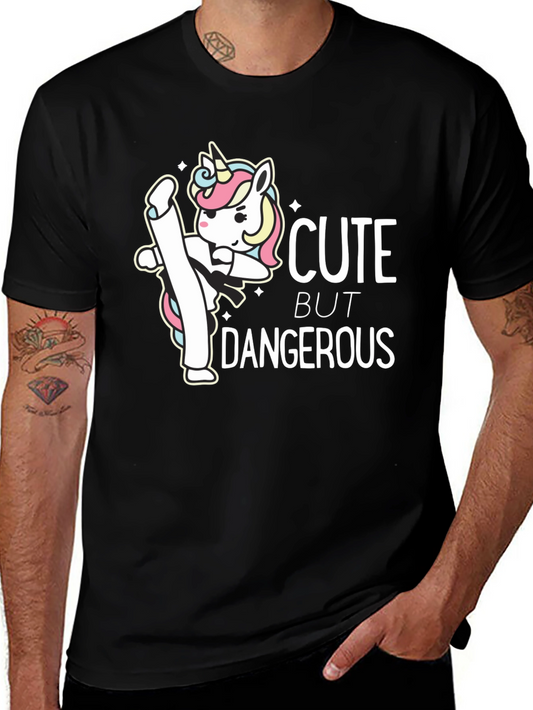 Cute But Dangerous Unicorn Martial Arts Black T-Shirt